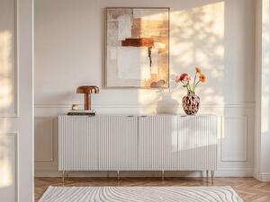 Credenza con 4 ante in MDF e Acciaio Beige e Dorato - YESINIA