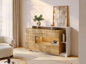 Credenza 3 ante e 3 nicchie con LED Naturale e Bianco - IDESIA