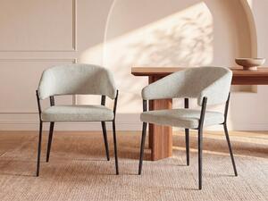 Sedia con braccioli in Tessuto e Metallo Nero Beige - Lotto di 2 - AVRELA