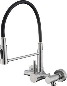 Miscelatore da cucina da montare a parete, attacco da 3/4 di pollice, bocchetta girevole a 360°, 3 tipi di getto, flessibile, adatto per