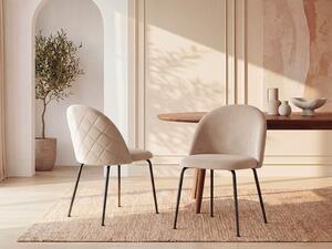 Sedia Velluto e Metallo Nero Opaco Beige - Lotto di 6 - MELBOURNE