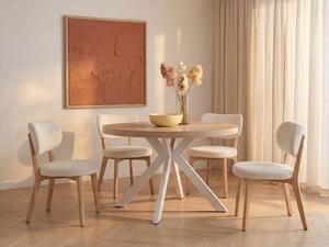 Tavolo da pranzo allungabile da 4 a 8 coperti in MDF e Acciaio Naturale chiaro e bianco - KOMONI