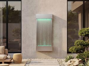 Fontana a muro per esterni/interni in acciaio inox con LED L. 56.5 x H. 122 cm Argentata - SOLINA