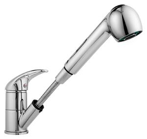 Miscelatore monocomando per lavello da cucina, con doccetta estraibile, colore argento