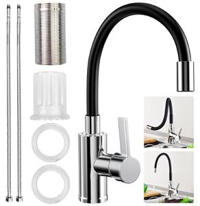 Miscelatore da cucina flessibile, con bocchetta girevole a 360°, monocomando, in acciaio inossidabile, per la cucina
