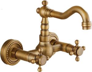 Miscelatore per lavello da cucina, da montare a parete, per acqua fredda e calda, in ottone, adatto per la cucina, con un'altezza da 13 cm a 16,5 cm