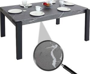 Tavolo da pranzo MCW-L53, tavolo da cucina e da pranzo, stile industriale in metallo 140x80 cm ~ effetto marmo grigio
