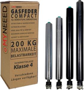 Ammortizzatore a gas per sedia da ufficio, 280 mm, capacità fino a 200 kg, regolazione continua, per sedie girevoli