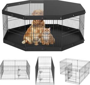 Box per cuccioli da 8 pezzi - Corsa per cuccioli da 609,6 cm - Box per animali di alta qualità con tappetino e copertura in tessuto Oxford 600D - Box per cani in Q235 - Recinto per cani in libertà
