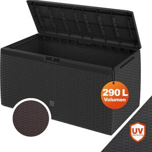 CASARIA® Baule da Giardino 117x47x60cm Aspetto Polyrattan 290L Box Multiuso Multibox Cuscini 6 Ruote Coperchio Esterno