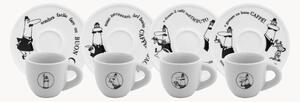 Set di 4 tazzine da caffè in porcellana Carosello