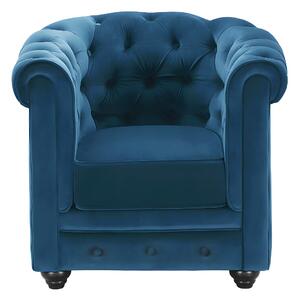 Poltrona CHESTERFIELD in velluto Verde petrolio