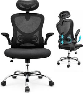 Sedia da ufficio ergonomica, con schienale in mesh, poggiatesta e braccioli regolabili, ideale per l'ufficio