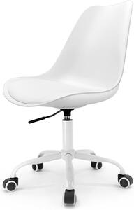 Sedia da ufficio bianca, regolabile in altezza (58 cm), schienale ergonomico, in polipropilene, adatta per l'ufficio