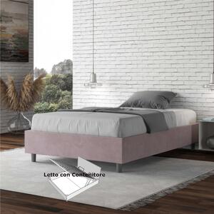 Letto Matrimoniale alla Francese AZELIA Con Contenitore, In Microfibra Dimensioni 140x200 cm giroletto imbottito in Microfibra colore Glicine