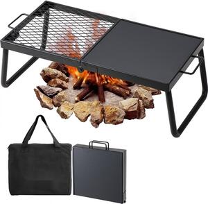 BBQ Gills - Griglia a carbone pieghevole - griglia da tavolo 570 x 285 x 230 mm - capacità di carico 6 kg - griglia portatile da viaggio - griglia da campeggio all'aperto fino a 300 ℃ - griglia + piastra - per feste in giardino, picnic, terrazza