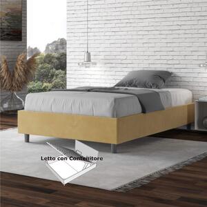 Letto Matrimoniale alla Francese AZELIA Con Contenitore, In Microfibra Dimensioni 140x200 cm giroletto imbottito in Microfibra colore Ocra