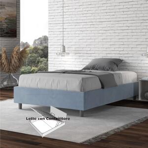 Letto Matrimoniale alla Francese AZELIA Con Contenitore, In Microfibra Dimensioni 140x200 cm giroletto imbottito in Microfibra colore Azzurro