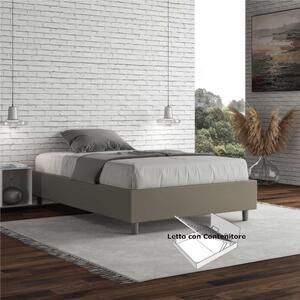 Letto Matrimoniale alla Francese AZELIA Con Contenitore, Similpelle Dimensioni 140x200 cm giroletto imbottito effetto trapuntato colore Cappuccino