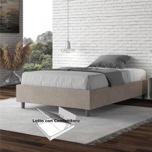 Letto Matrimoniale alla Francese AZELIA Con Contenitore, In Microfibra Dimensioni 140x200 cm giroletto imbottito in Microfibra colore Sabbia