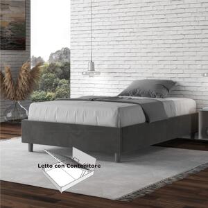 Letto Matrimoniale alla Francese AZELIA Con Contenitore, In Microfibra Dimensioni 140x200 cm giroletto imbottito in Microfibra colore Grigio