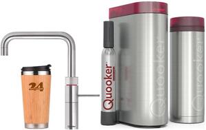 "QUOOKER FUSION SQUARE beccuccio fisso in acciaio inox VAQ PRO3 con CUBO 2(3FSRVSCUBE)" Rubinetto per acqua bollente a 100°C con sistema di acqua potabile *Incluso thermo mug