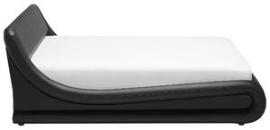 Letto con piattaforma Pouf imbottito 160 x 200 cm in ecopelle nera Beliani