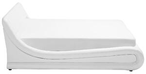 Letto con piattaforma 160 x 200 cm Pouf imbottito in ecopelle bianca Beliani