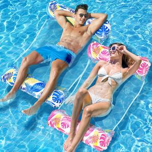 Amaca galleggiante per l'acqua, confezione da 2, materasso gonfiabile XL per piscina, 4 in 1, ideale per piscine