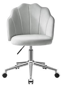 Sedia girevole per tavolo da trucco, con rotelle, regolabile in altezza, rivestita in tessuto bouclé, colore grigio, ideale per la camera da letto