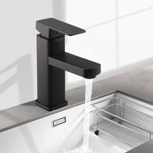 Miscelatore monocomando per lavabo, nero, per acqua calda e fredda, rubinetto da bagno, confezione da 1 pezzo