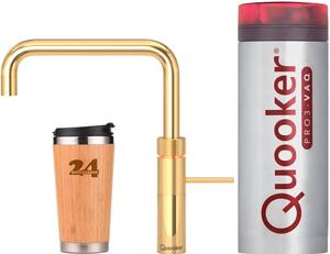 QUOOKER FUSION Square VAQ PRO3 24 carat Gold Edition Rubinetto 100°C (3FSGLD) Miscelatore per lavello con funzione di acqua bollente a 100°C Inclusa tazza termica