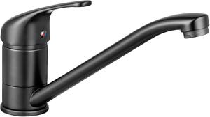 Miscelatore per lavello da cucina, 60 cm, acciaio inossidabile, monocomando, girevole a 360 gradi, colore nero