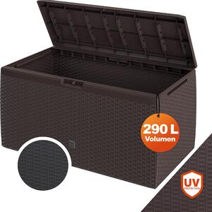 CASARIA® Baule da Giardino 117x47x60cm Aspetto Polyrattan 290L Box Multiuso Multibox Cuscini 6 Ruote Coperchio Esterno