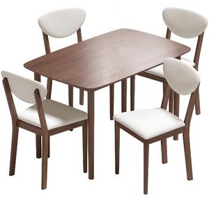 HOMCOM Set tavolo da pranzo con 4 sedie imbottite per 4 persone, Crema | Aosom Italy