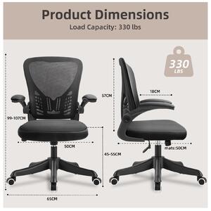 Sedia da ufficio ergonomica, con braccioli, girevole, regolabile in altezza di 10 cm, traspirante, ideale per l'uso domestico