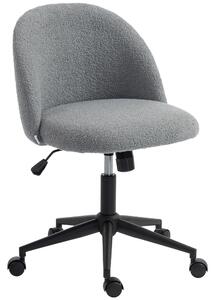 HOMCOM Sedia ufficio girevole in tessuto teddy regolabile con ruote, Grigio | Aosom Italy