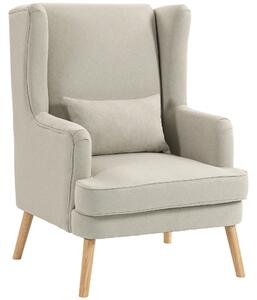 HOMCOM Poltrona in tessuto con schienale alto e cuscino lombare, Beige | Aosom Italy