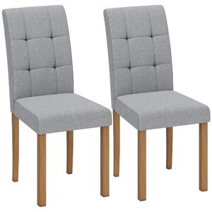 HOMCOM Set 2 sedie da pranzo imbottite in tessuto effetto lino, Grigio chiaro | Aosom Italy