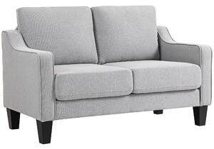 HOMCOM Divano Moderno e Salvaspazio 2 Posti in Tessuto Effetto Lino, 136x77x86 cm, Grigio Chiaro | Aosom Italy