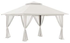Outsunny Gazebo Pieghevole Pop Up 4x4 m ad Altezza Regolabile a 3 Livelli, Gazebo Esterno con Zanzariera, Sacchi di Sabbia, Borsa da Trasporto, UV50+, per Giardino Campeggio Feste, Crema | Aosom Italy