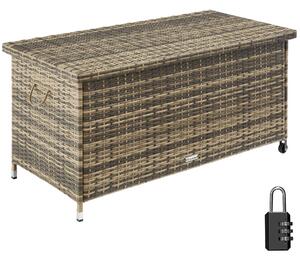 Tectake 404596 box contenitore kiruna con intreccio in plastica, 120x55x61,5cm, 270 l - naturale