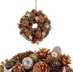 Set 2 Corone Natalizie con Stelle e Pigne Ø25 cm Oro