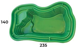 Laghetto Artificiale da Giardino 235x140x60 cm in Polietilene 1000 Litri Verde