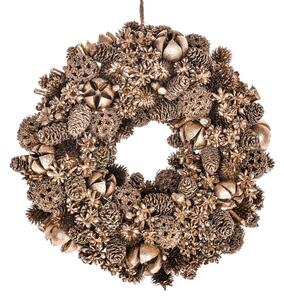 Set 2 Corone Natalizie con Pigne e Bacche Ø25 cm Oro