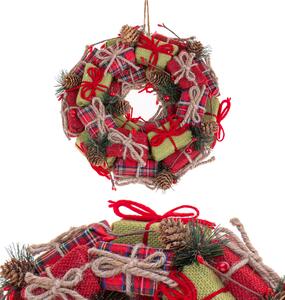 Corona Natale con Pacchi Dono Ø32 cm Scozzese