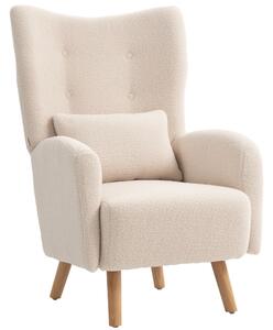 HOMCOM Poltrona con Rivestimento in Peluche, con Cuscino in Schiuma, Beige | Aosom Italy