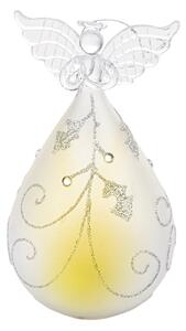 Set 2 Angeli Agrifoglio con Led H16,5 cm in Vetro Silver