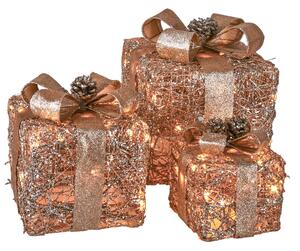 Pacchi Dono 3 Pezzi con 65 Led in Rattan Champagne