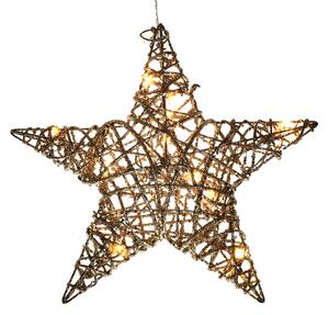 Set 2 Stelle con 10 Led H30 cm in Rattan Champagne